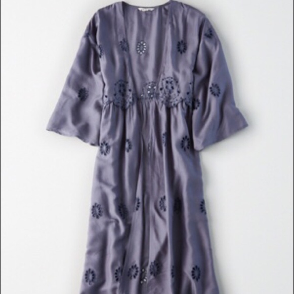 AE Blue Embroidered Kimono